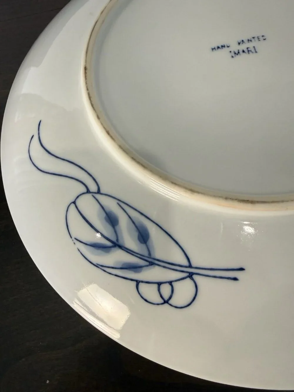 1960s  12” Japanese ARITA Imari Blue and White PHOENIX Bird LARGE Charger Plate